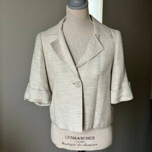 PEACE OF CLOTH Light Cotton Linen Blend 3/4 Sleeve Blazer - Size 0